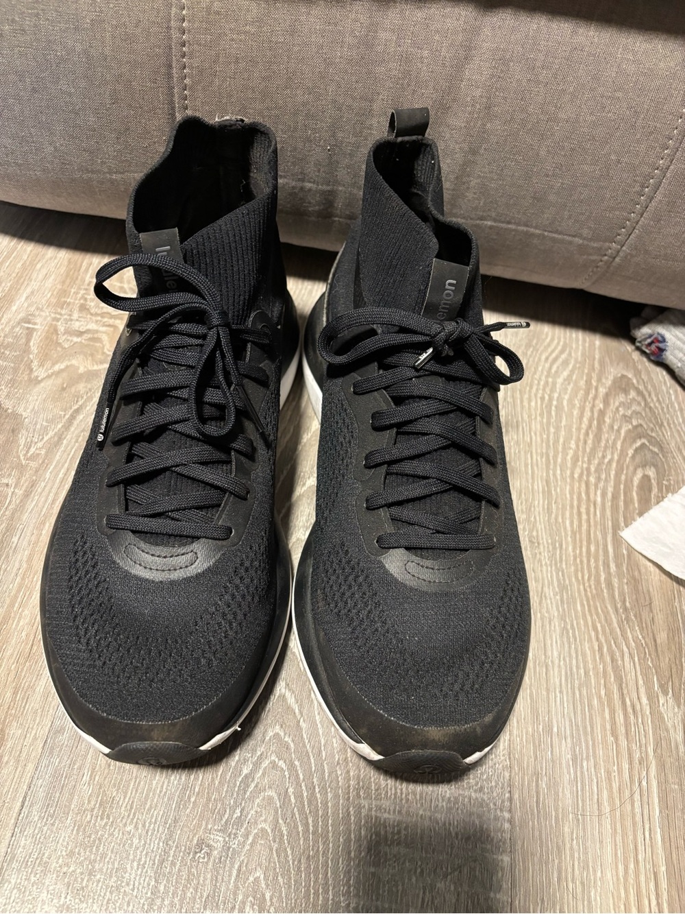 lululemon athletica Black Knit High-Top Running Sneakers